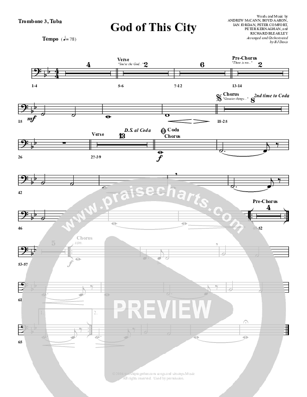 God Of This City Trombone 3/Tuba (G3 Worship)