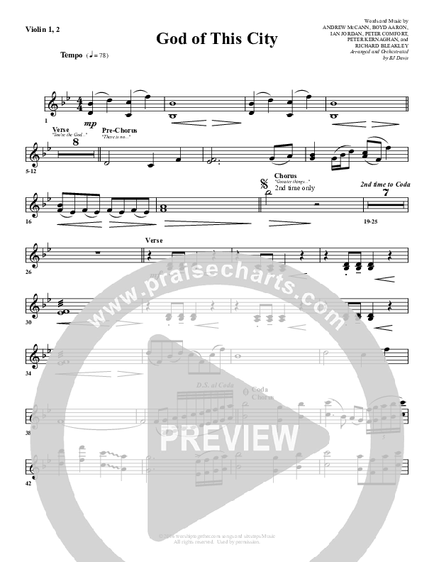 God Of This City Violin 1/2 (G3 Worship)
