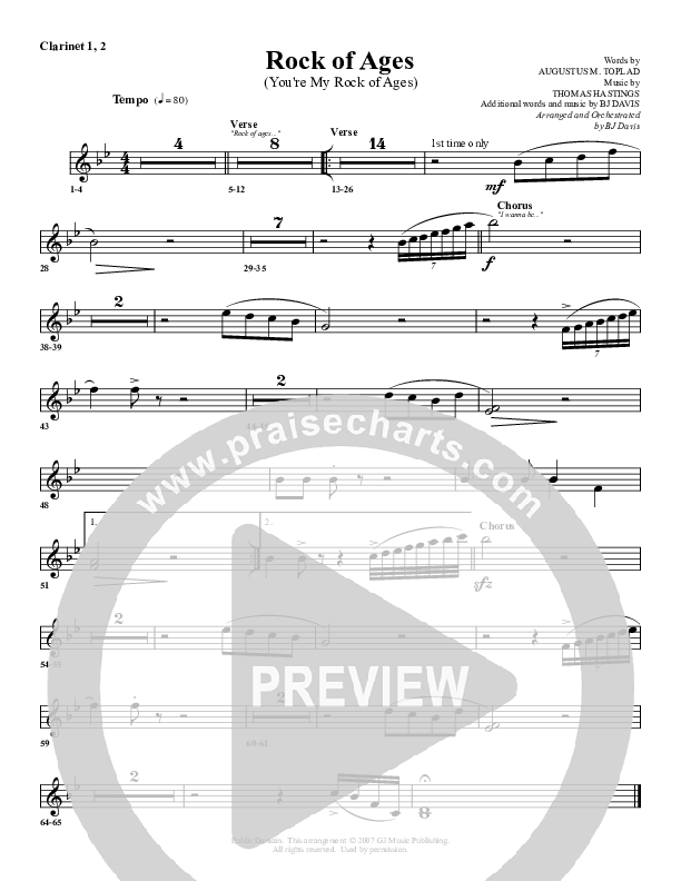 Rock Of Ages Clarinet 1/2 (G3 Worship)