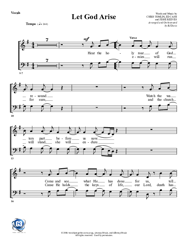 Let God Arise Choir Sheet (G3 Worship)