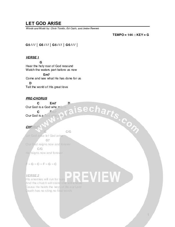 Let God Arise Chord Chart (G3 Worship)