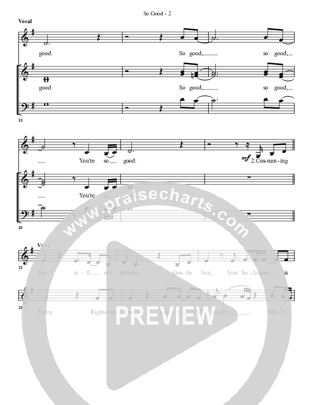 So Good Choir Sheet (G3 Worship)