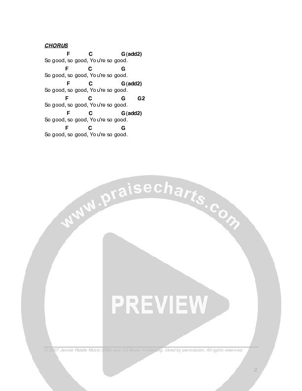 So Good Chord Chart (G3 Worship)