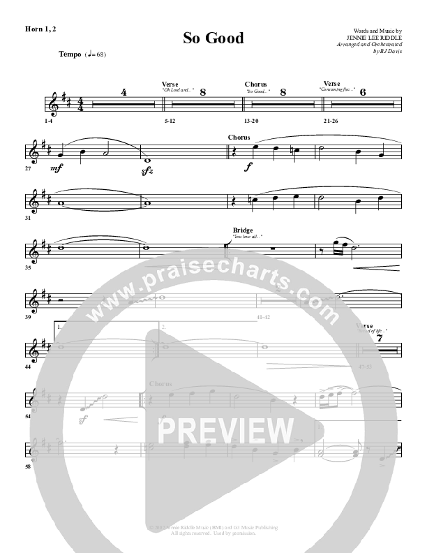 So Good French Horn 1/2 (G3 Worship)