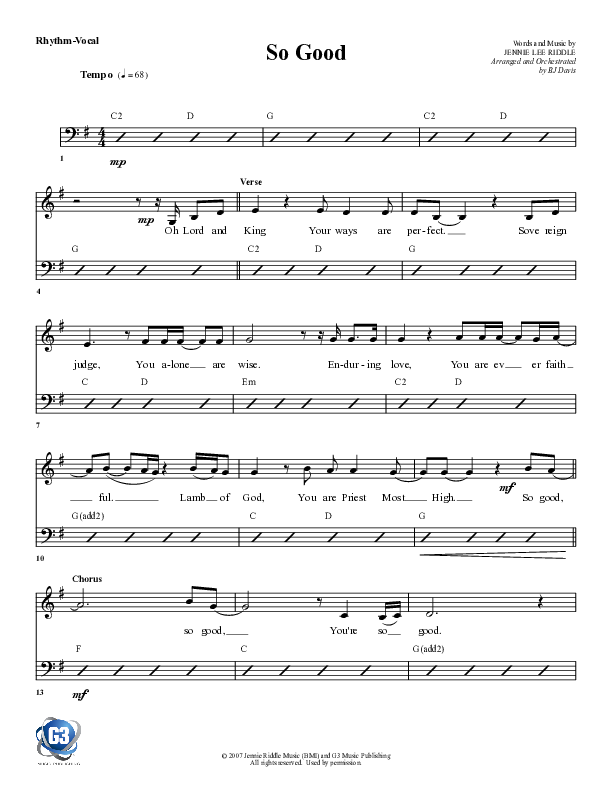 So Good Rhythm/Vocal (G3 Worship)