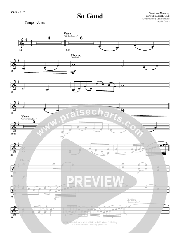 So Good Violin 1/2 (G3 Worship)