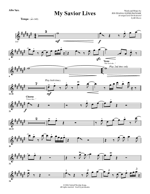 My Savior Lives Alto Sax (G3 Worship)