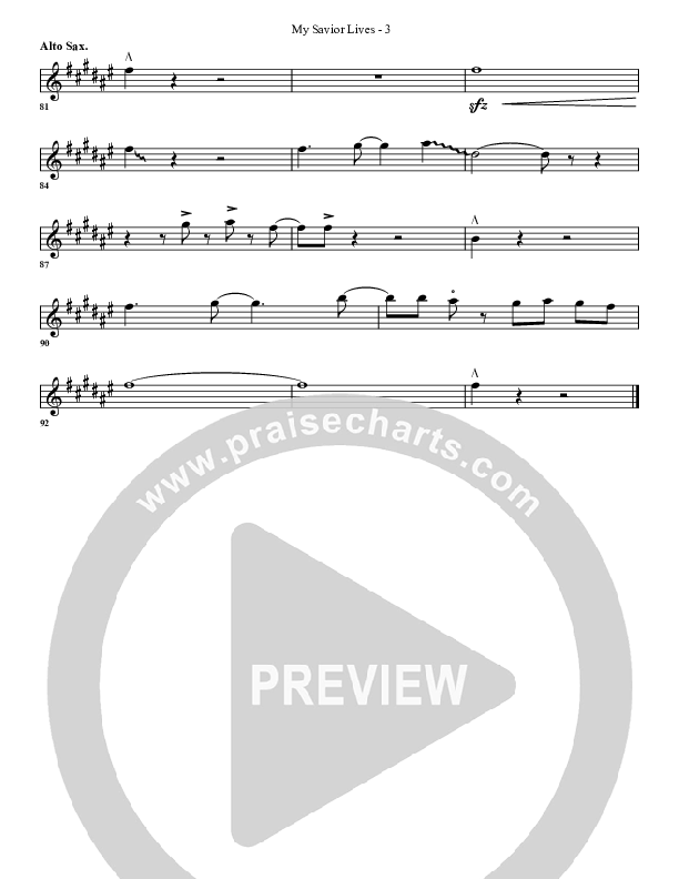 My Savior Lives Alto Sax (G3 Worship)