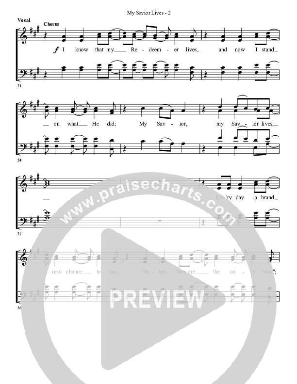 My Savior Lives Choir Sheet (G3 Worship)