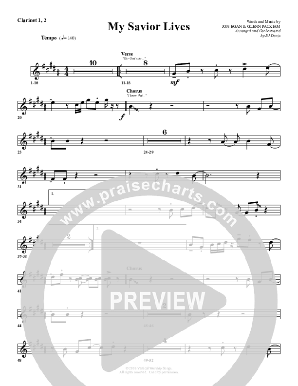 My Savior Lives Clarinet 1/2 (G3 Worship)