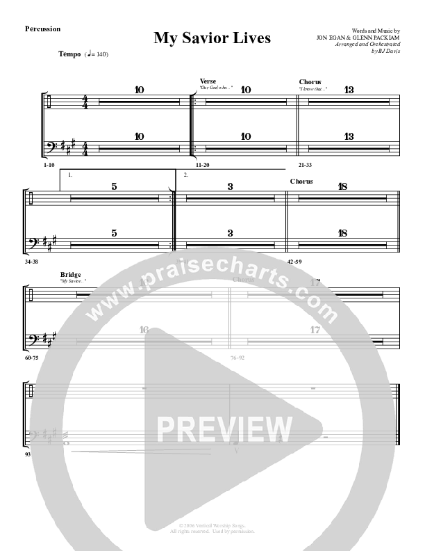 My Savior Lives Percussion (G3 Worship)