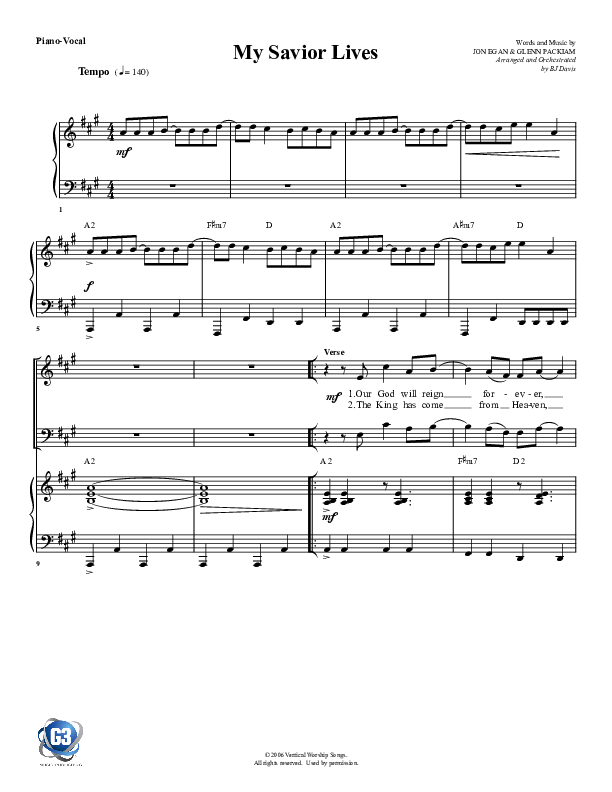 My Savior Lives Lead & Piano (G3 Worship)