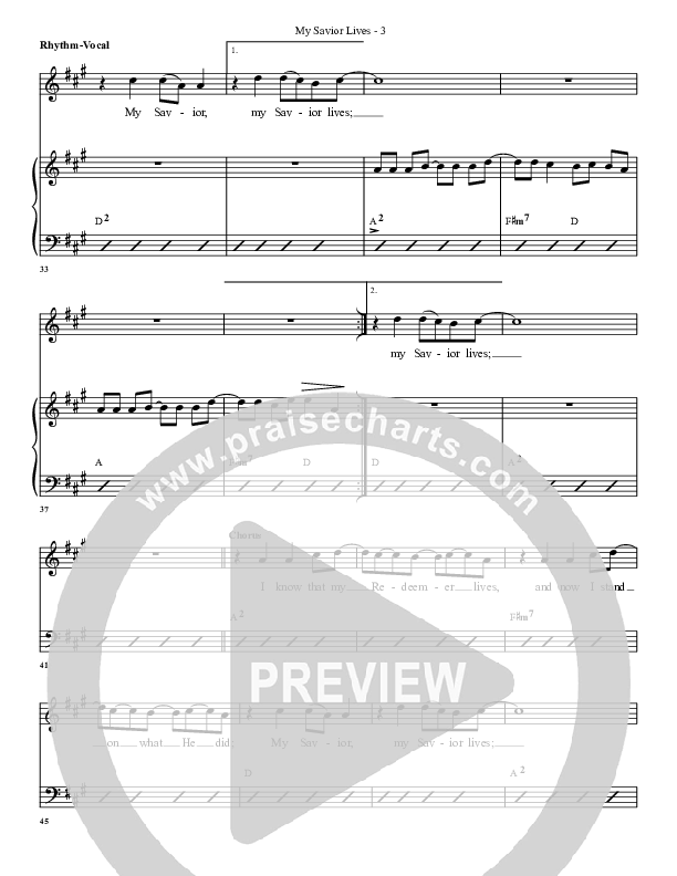 My Savior Lives Rhythm Chart (G3 Worship)