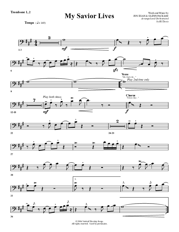 My Savior Lives Trombone 1/2 (G3 Worship)