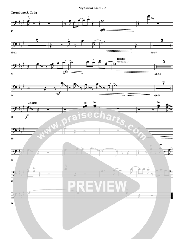 My Savior Lives Trombone 3/Tuba (G3 Worship)