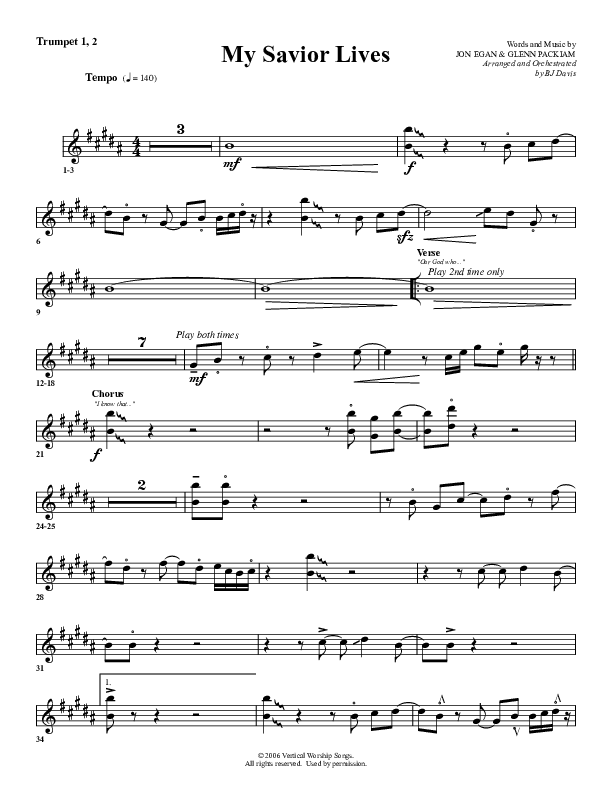 My Savior Lives Trumpet 1,2 (G3 Worship)