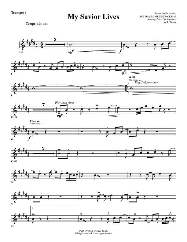 My Savior Lives Trumpet 3 (G3 Worship)