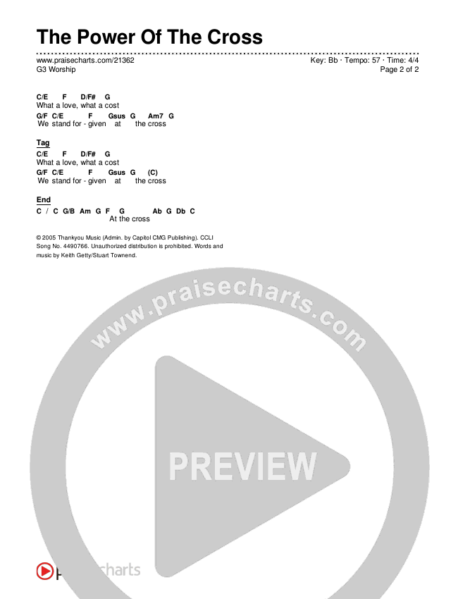 The Power Of The Cross Chords & Lyrics (G3 Worship)