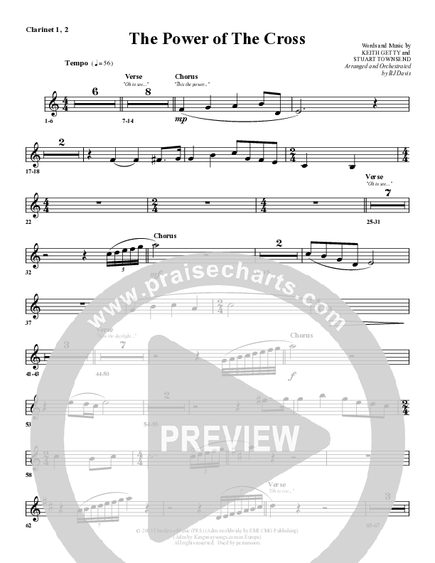 The Power Of The Cross Clarinet (G3 Worship)