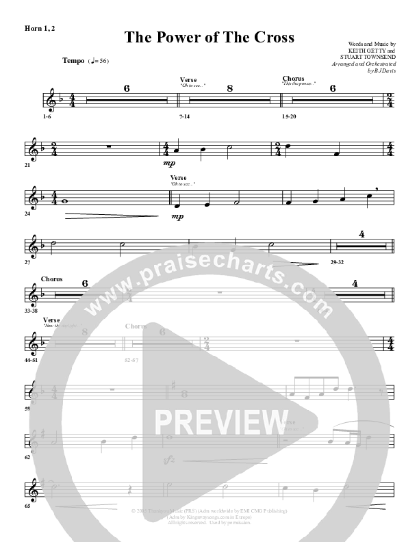 The Power Of The Cross French Horn 1/2 (G3 Worship)