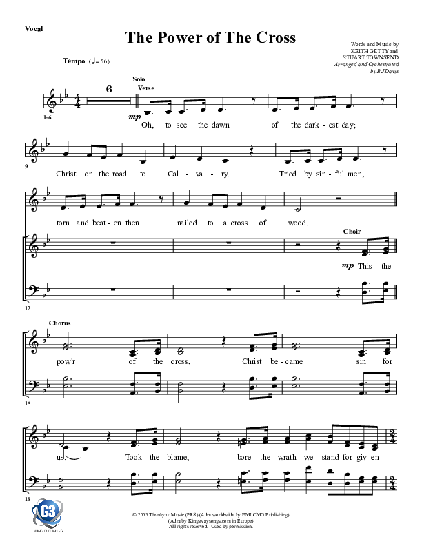 The Power Of The Cross Lead Sheet (G3 Worship)