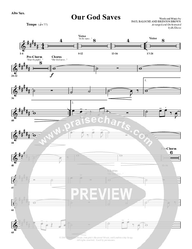 Our God Saves Alto Sax (G3 Worship)