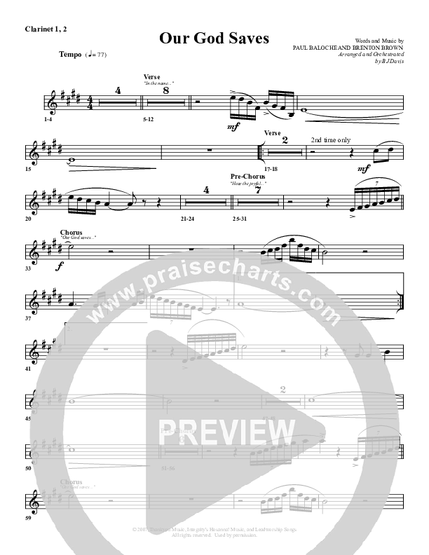 Our God Saves Clarinet 1/2 (G3 Worship)