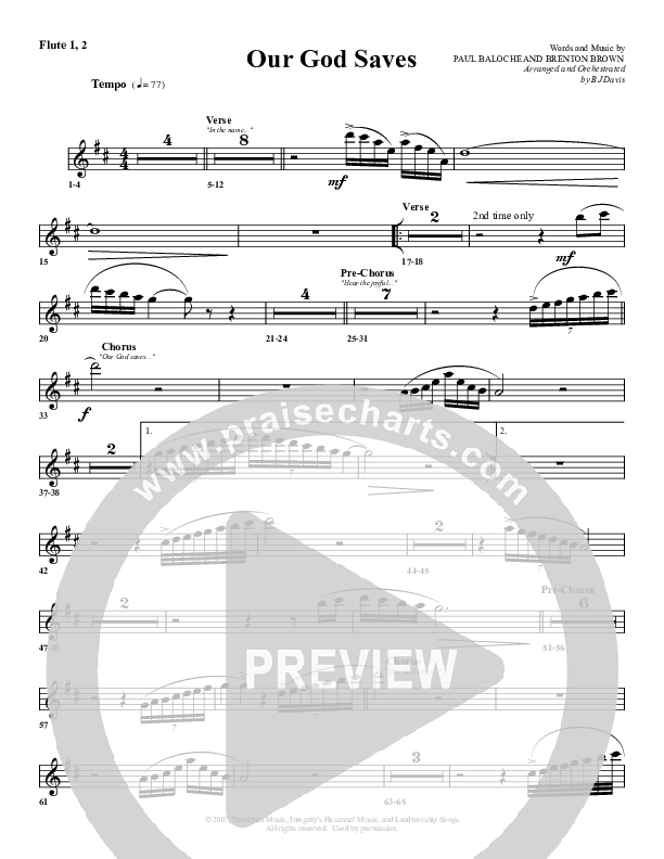 Our God Saves Flute 1/2 (G3 Worship)