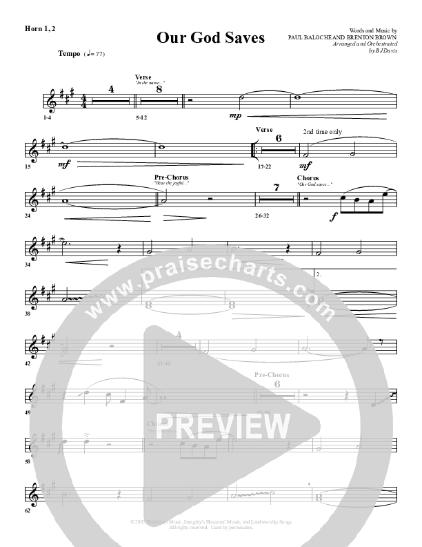 Our God Saves French Horn 1/2 (G3 Worship)