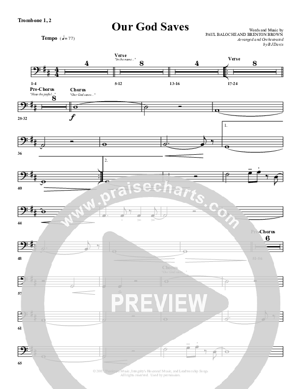 Our God Saves Trombone 1/2 (G3 Worship)