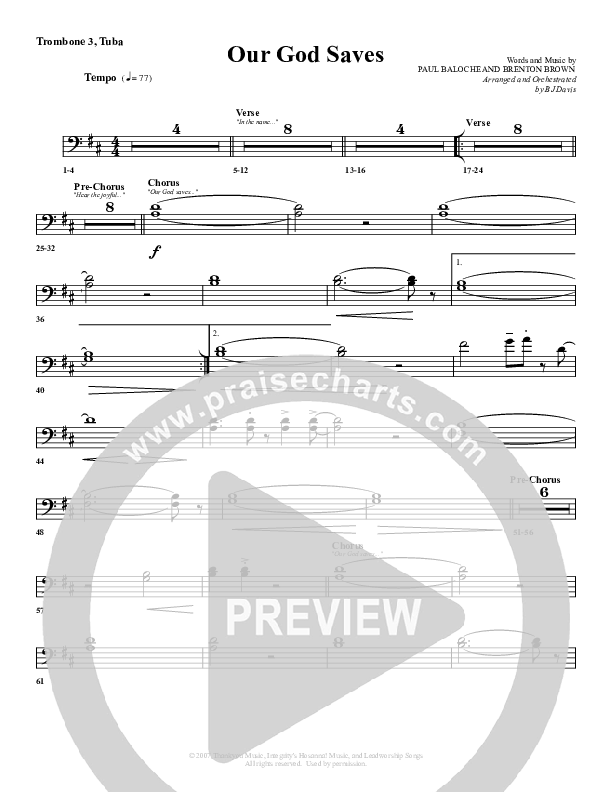 Our God Saves Trombone 3/Tuba (G3 Worship)