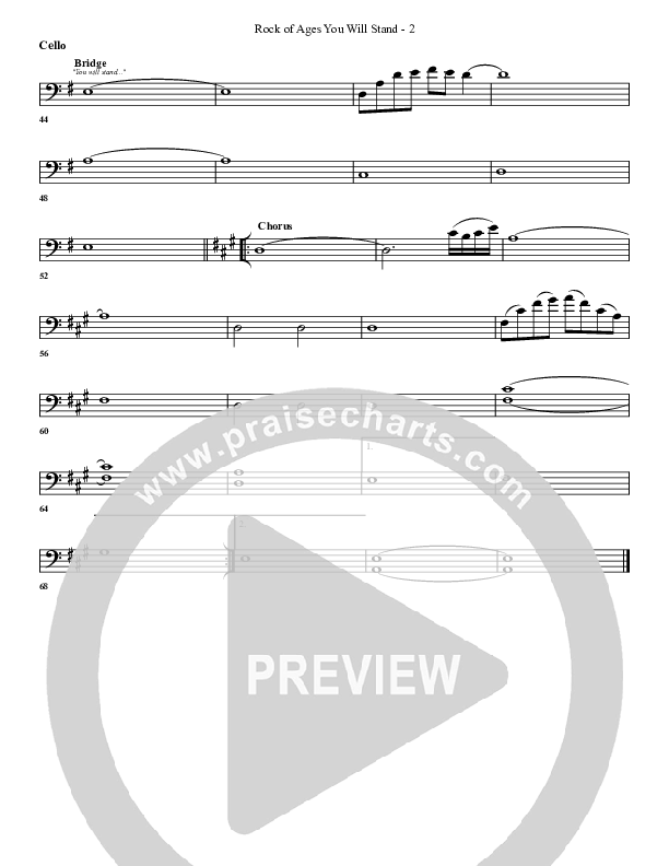 Rock Of Ages (You Will Stand) Cello (G3 Worship)