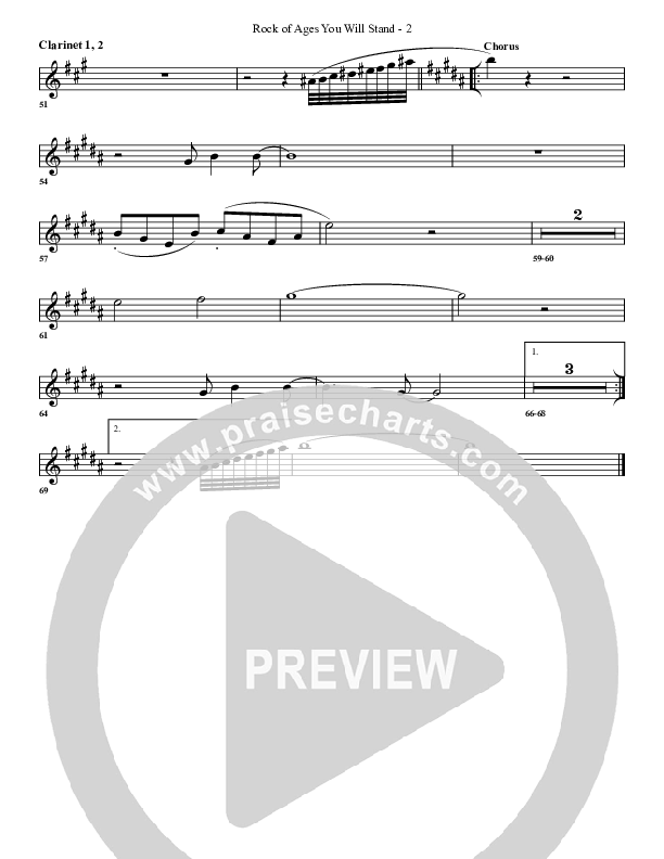 Rock Of Ages (You Will Stand) Clarinet 1/2 (G3 Worship)