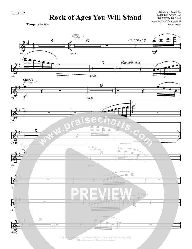 Rock Of Ages (You Will Stand) Flute 1/2 (G3 Worship)