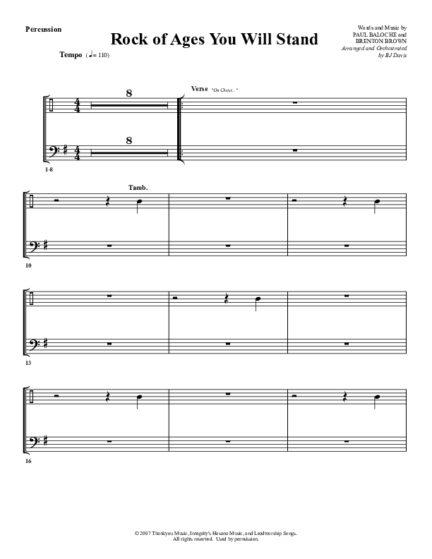 Rock Of Ages (You Will Stand) Percussion (G3 Worship)