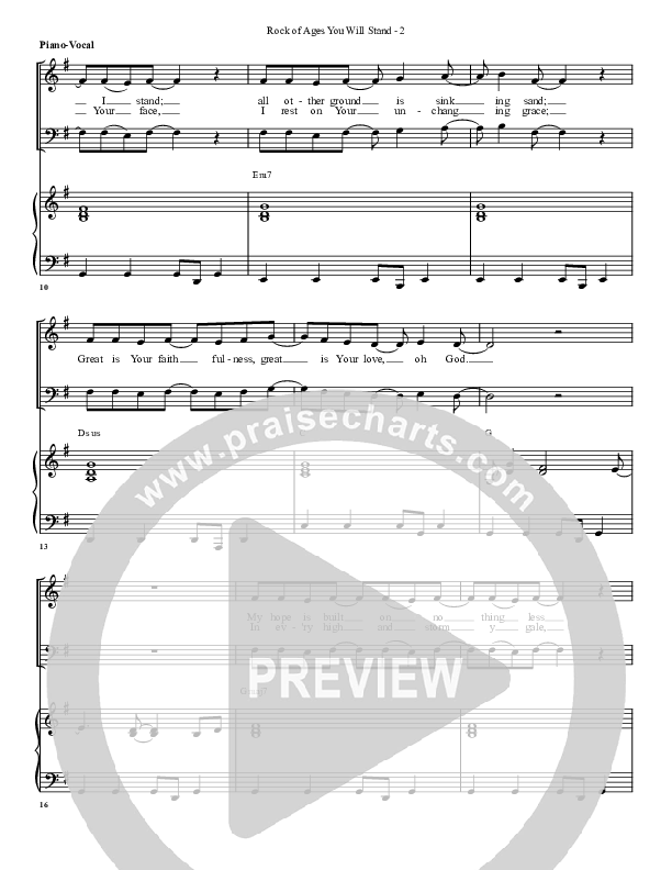 Rock Of Ages (You Will Stand) Piano/Vocal (G3 Worship)