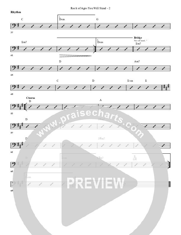 Rock Of Ages (You Will Stand) Rhythm Chart (G3 Worship)