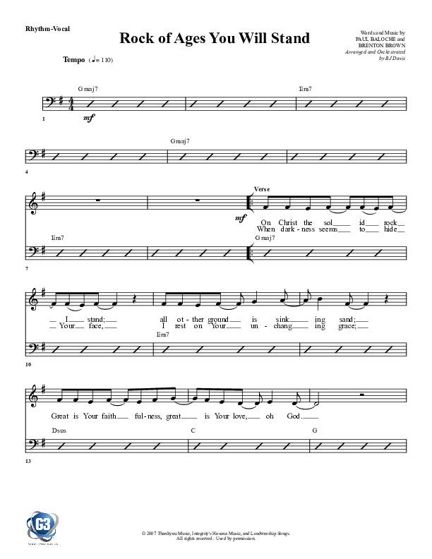 Rock Of Ages (You Will Stand) Rhythm/Vocal (G3 Worship)