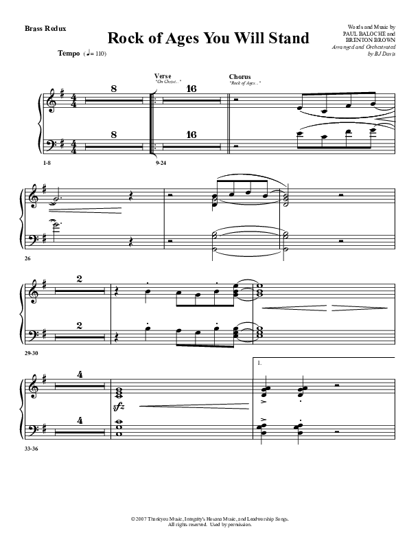 Rock Of Ages (You Will Stand) Synth Brass (G3 Worship)