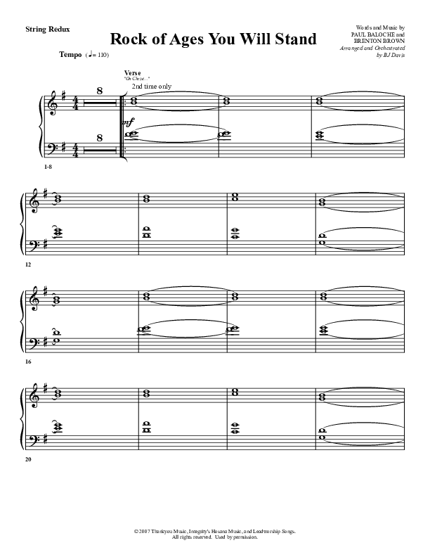 Rock Of Ages (You Will Stand) Synth Strings (G3 Worship)