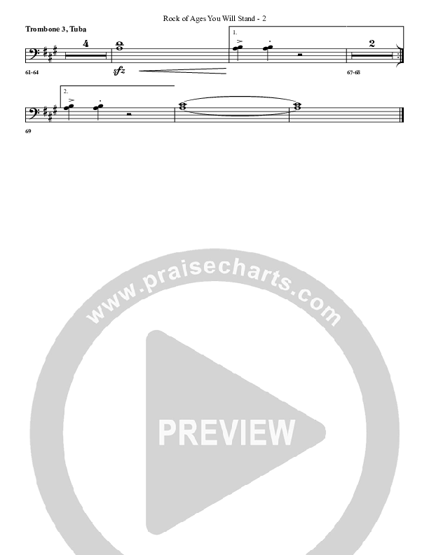 Rock Of Ages (You Will Stand) Trombone 3/Tuba (G3 Worship)