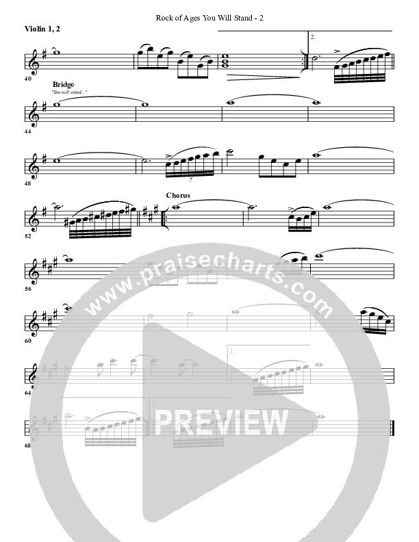 Rock Of Ages (You Will Stand) Violin 1/2 (G3 Worship)