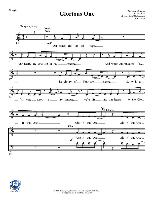 Glorious One Choir Sheet (G3 Worship)
