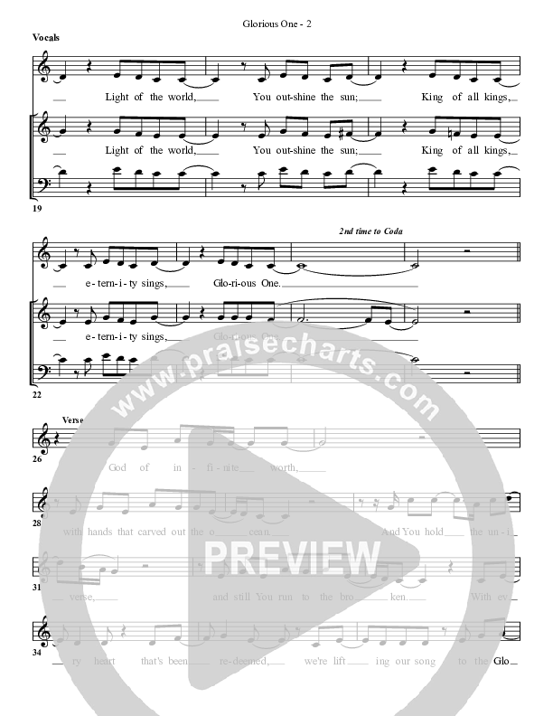 Glorious One Choir Sheet (G3 Worship)