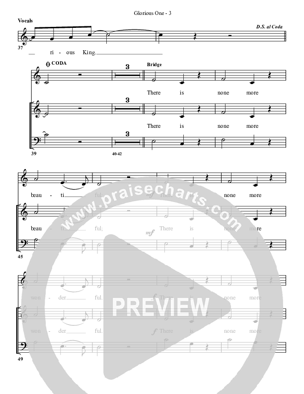 Glorious One Choir Sheet (G3 Worship)