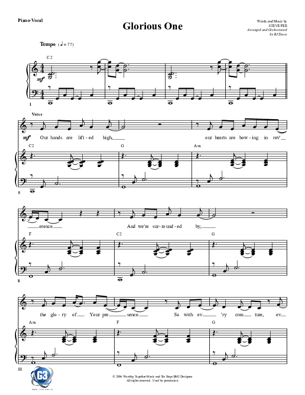 Glorious One Lead & Piano (G3 Worship)