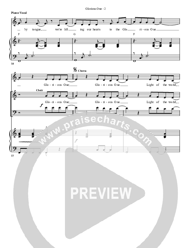 Glorious One Lead & Piano (G3 Worship)