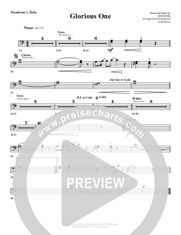 Glorious One Trombone 3/Tuba (G3 Worship)
