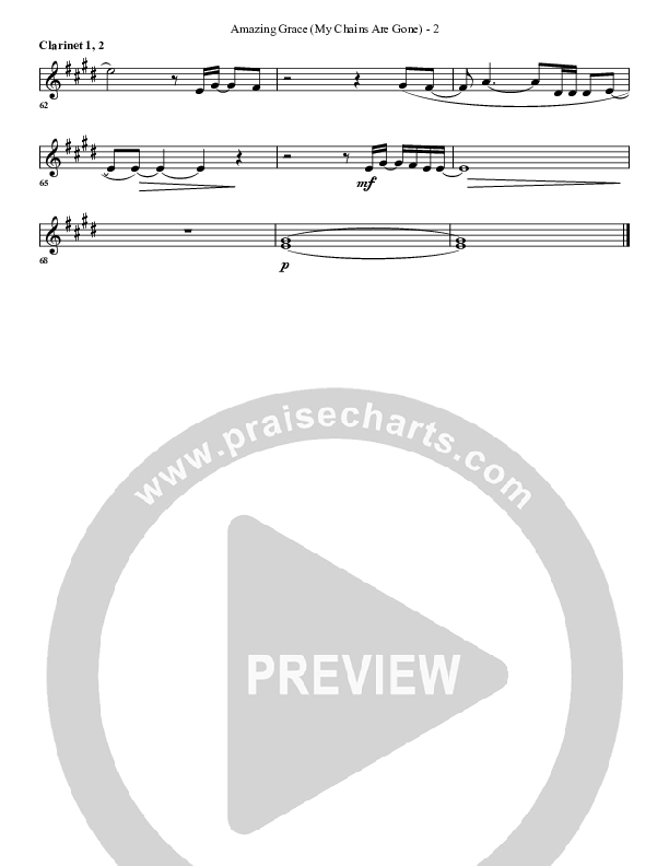 Amazing Grace (My Chains Are Gone) Clarinet 1/2 (G3 Worship)