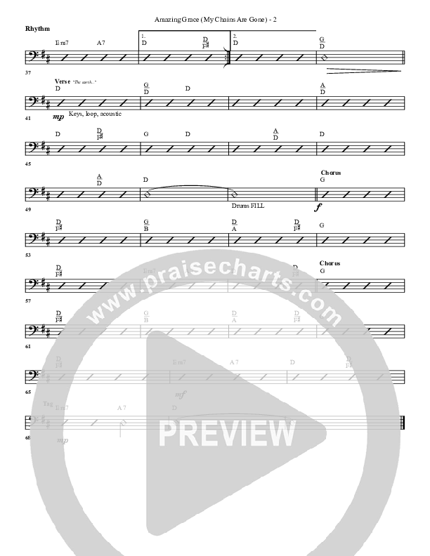 Amazing Grace (My Chains Are Gone) Rhythm Chart (G3 Worship)